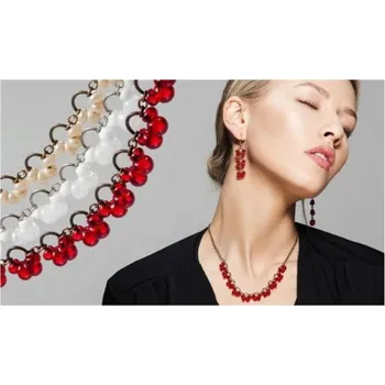 Souprava šperků KORÁLKOVÁ STAVEBNICE - Souprava Rosa (Náušnice, náhrdelník)