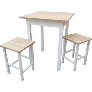 jídelní souprava Dede Set - kuchyňský stůl 60 x 60 cm + 2x židle MINI - dub sonoma / bílá
