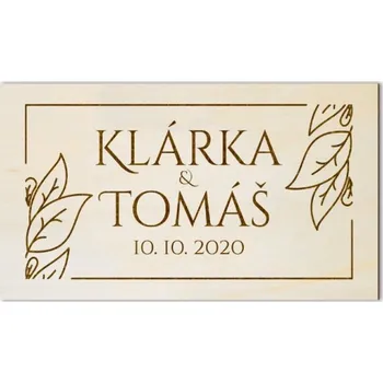 Svatební dekorace Svatební magnet obdélník s listy
