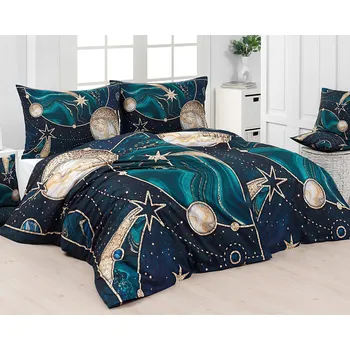 Povlečení Matějovský Aurora Gold vesmír 140 x 200, 70 x 90 cm zipový uzávěr