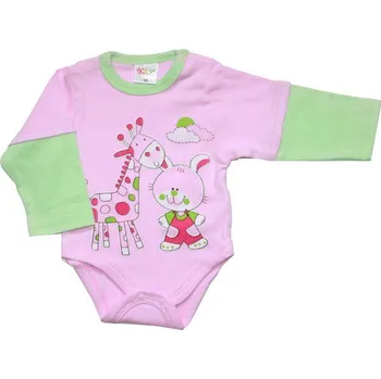 Kojenecký body Dětské body ŽIRAFA s potiskem růžové 205/40 vel. 74