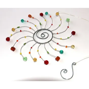 Dekorativní svítidlo JoyKa Drátkované Slunce s barevnými korálky - Světelná harmonie, Hravá energie, Rozsvitťe si, Veselé sluníčko i doma 3461 (Česká výroba, co kus - to originál :))