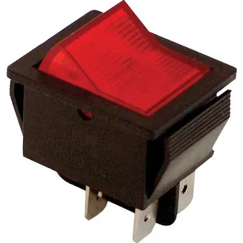 vypínač Tracon TES-41 Kolébkový vypínač, ON-OFF, 2-polohový, červený, podsvetl. 16(6)A, 250V AC (Tracon TES-41)