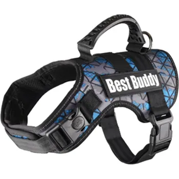 Postroj pro psa FLAMINGO Best Buddy Uranus 60-80x3,8cm (M) - modrá kamufláž