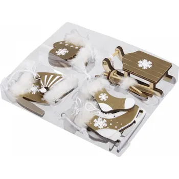 Zahradní dekorace Sada 6 druhů závěsných dekorací, zlatá (134660 057 259050 dekorace zlatá s/6)