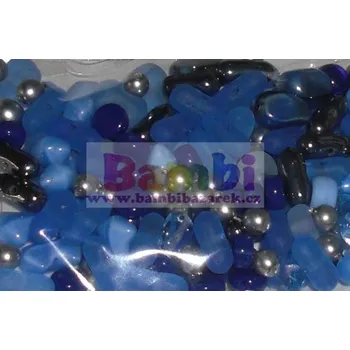 Dětské navlékací korálky Korálky skleněné ramš (sáček 50g) - modrá tmavá (PRECIOSA)