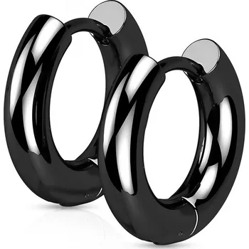 Náušnice Šperky4U Černé ocelové náušnice kroužky 14mm - OPN1923K-14