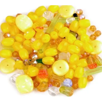 Dětské navlékací korálky Korálky skleněné ramš (sáček 50g) - žlutá (PRECIOSA)