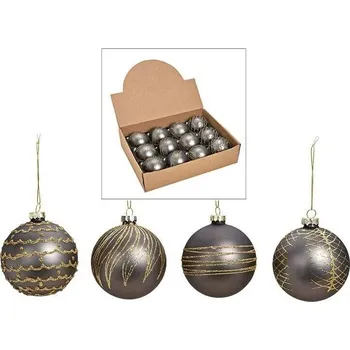 Vánoční ozdoba Skleněné vánoční baňky Winter Time 8 cm 12 ks