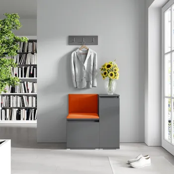 Předsíňová stěna Eka Předsíňová stěna s čalouněnými panely Trinity 30 - Grafit / Okrová 2325