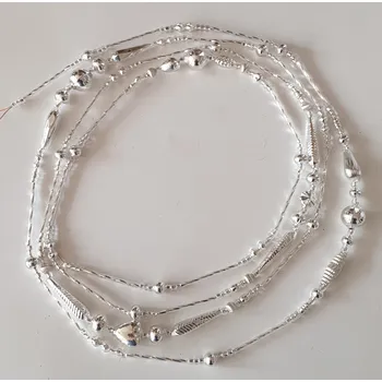 Vánoční ozdoba Vánoční řetěz s dutými perlami - stříbrná