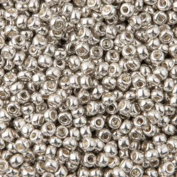 Dětské navlékací korálky Rokajl PRECIOSA stříbrná metalic > (8/0) Ø2,9mm (sáček 20g)