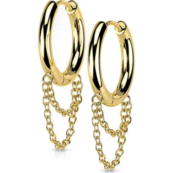 Náušnice Šperky4U Zlacené ocelové náušnice se řetízky - OPN1904-GD