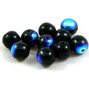 Korálek Korálky skleněné kulaté (25 kusů) - černá AB lesk > Ø8mm