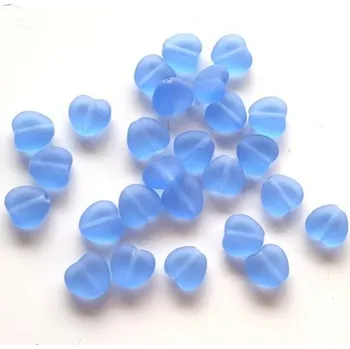Dětské navlékací korálky Korálky skleněné (sáček 20g) - srdíčko 8×8mm, modrá matná