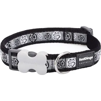 Obojek pro psa Obojek RED DINGO Paw Impressions Black 1,2x20-32cm