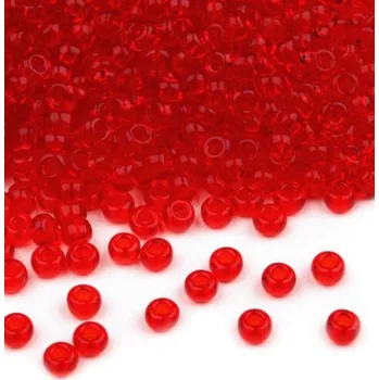 Dětské navlékací korálky Rokajl PRECIOSA červená průhledná > (8/0) Ø2,9mm (sáček 20g)