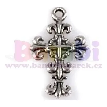 Přívěsek Přívěsek kovový - křížek zdobený 13x23mm
