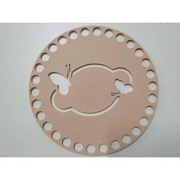 Víko/dno na košík 14,5cm - motýly mrak béžová