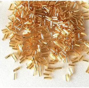 Dětské navlékací korálky Rokajl PRECIOSA - čípky zlatá rovná > 10mm/20g