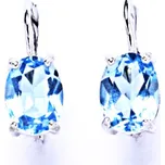 Stříbrné náušnice, přírodní topaz sky pálený, NK 1245