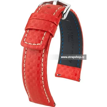 Řemínek na hodinky Řemínek k hodinkám HIRSCH Carbon červená (20) 22 mm pánský