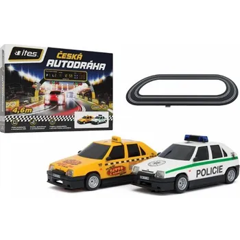 autodráha Základní set autodráha ITES - model SRC 2 auta Favorit (žluté Taxi a bílé policejní) 1:28 , délka 4,2m