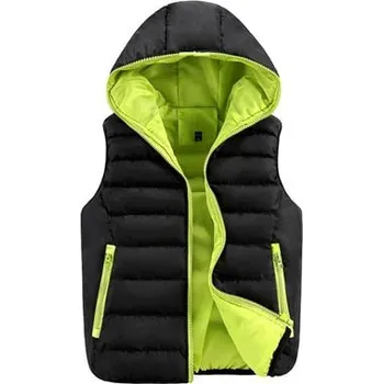 Pánský zimní kabát Pánská prošívaná vesta s kapucí a kontrastní podšívkou Barva: Zelená, Velikost: M