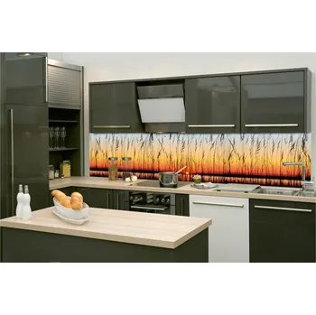 Fototapeta DIMEX | Fototapeta do kuchyně Západ slunce KI-260-129 | 260 x 60 cm | červená, žlutá, oranžová + Samolepicí fototapeta za kuchyňskou linku DIMEX Západ slunce v šíři 260 cm