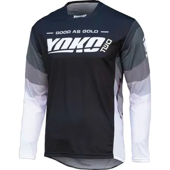 Moto dres YOKO Motokrosový dres TWO černo/bílo/šedý XL (Prodyšný motokrosový dres s vynikajícím střihem. Více barevných variant k jedné barvě kalhot.)