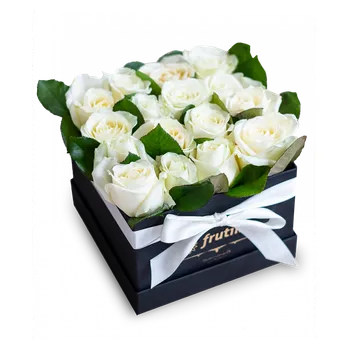 umělá květina Černá Krabice bílých růží 9 ks