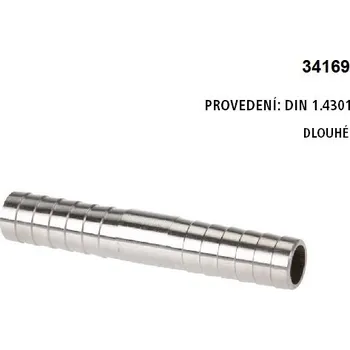 Zahradní hadice SPOJKA TRN NEREZ SS 304 PN 16 Bar - pevný oboustranný trn 6 mm, (hadice 1/4"), DIN 1.4301
