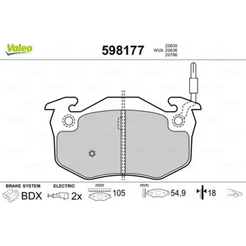 Brzdová destička Sada brzdových destiček, kotoučová brzda VALEO 598177