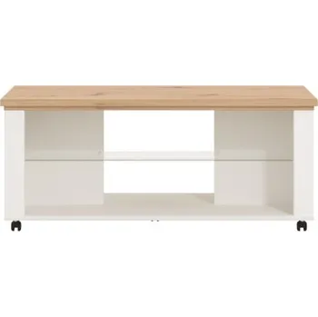 Konferenční stolek Konferenční stolek na kolečkách Lotta - bílá/dub artisan