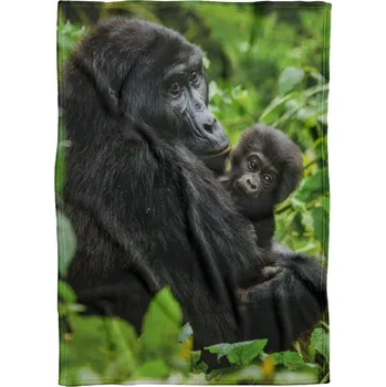 Dětská deka Deka Gorila a mládě 150x120 cm (Rozměr : 150 x 120 cm, Podšití beránkem: NE)