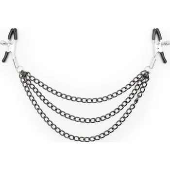 OhMama Fetish Black Nipple Clamps with Multi Chains