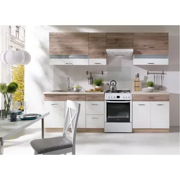 Kuchyňská linka Fadome Econo B Plus 270 cm dub sonoma/dub san remo/bílá