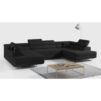 Sedací souprava Rozkládací rohová sedačka TARGEN U černá