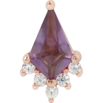 Piercing Buddha jewelry Buddha jewelry Bezzávitová koncovka piercingu NOBLE ze 14 kt zlata 585/1000 s ametystem a CZ zirkony Barva produktu: Žluté zlato