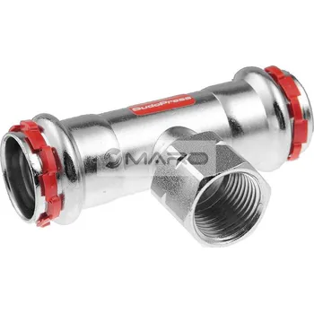 Instalatérský materiál KAN-therm Steel T-kus s vnitřním závitem z uhlíkové oceli, pro topení, profil "V" 18 x 1/2 " x 18 mm, 1562258001