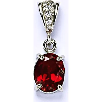 Přívěsek stříbrný přívěšek, zirkon rubín, šperky se zirkony, přívěsek ze stříbra, P 1242/2