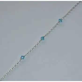 Řetízek Stříbrný řetízek na ruku zdobený modrými kuličkami - 19cm