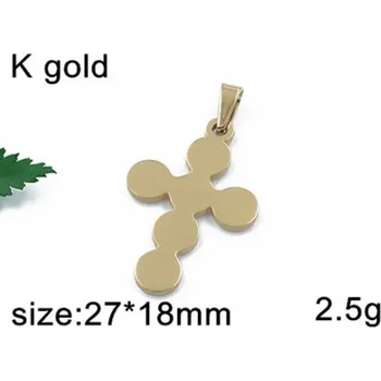 Přívěsek Malý ocelový křížek - 27x18mm ve zlaté barvě