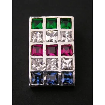 Přívěsek Barevný zdobený obdélník - stříbrný přívěsek