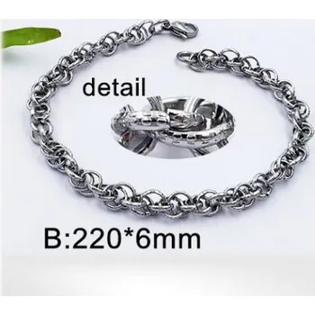 Řetízek 22cm náramek z oceli, 6mm šířka