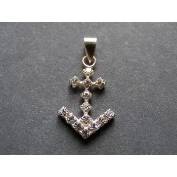 Přívěsek Kotva zdobená kamínky - stříbrný přívěsek
