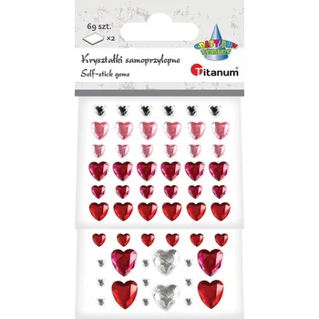 Samolepící dekorace Titanum ST324, Samolepky-kamínky, SRDCE, 2x arch 7x5,5cm