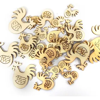 Dekorace dřevěná, kohout přírodní, 30ks/bal.