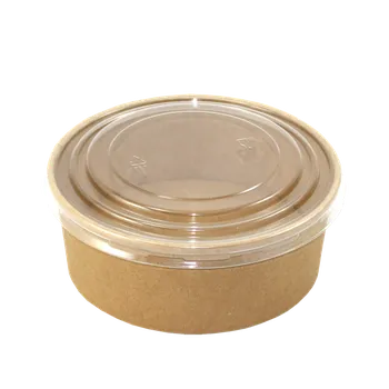 Jednorázové nádobí EcoPack Papírová miska EKO na polévku / salát 128/150x77 mm kraft s transp. PP víčkem bal/40 ks