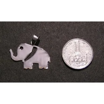 Přívěsek Plochý přívěsek slona - stříbrný přívěsek
